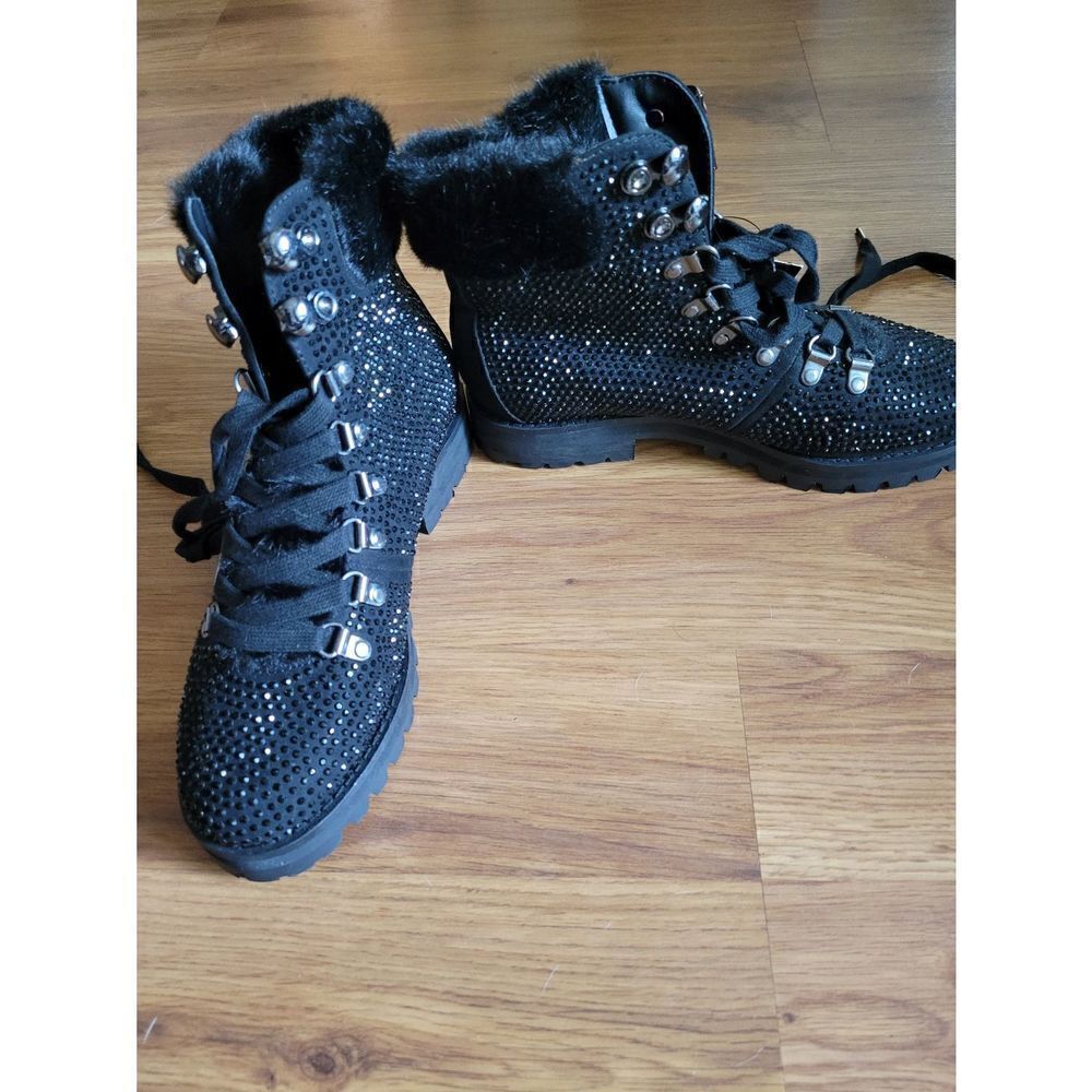 NWT Express Black Sequin Combat Boot‎ NWT - image 2